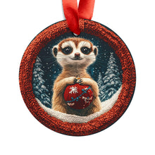 Load image into Gallery viewer, Meerkat Christmas Ornament, Knitted Digital Design, Animal Lover Holiday Decor

