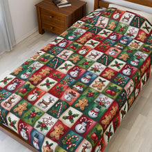 Load image into Gallery viewer, Christmas Patchwork Animals Velveteen Plush Blanket
