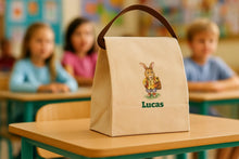 Load image into Gallery viewer, Personalized Animal Cotton Canvas Lunch Bag, Kids Back to School Gift

