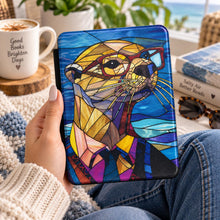 Load image into Gallery viewer, Stained Glass Otter Kindle Case ,Otter Artwork eReader Cover, Book Lover Gift. Kindle Accesories
