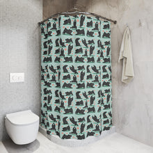 Load image into Gallery viewer, Black Pug Silhouette Pattern Shower Curtain,Yoga Pug, Pug Art
