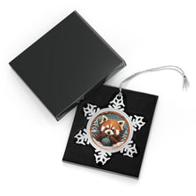 Load image into Gallery viewer, Pewter Snowflake Ornament, Cute Red Panda Christmas Decoration
