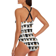 Load image into Gallery viewer, Pug Print One-Piece Swimsuit, Dog Mom Bathing Suit
