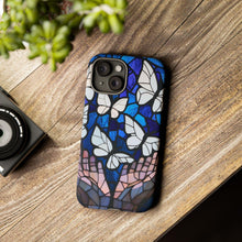 Load image into Gallery viewer, Butterfly Stained Glass Tough Cases, Protective Phone Cover, Digital Design, White Butterflies, Phone Accessories
