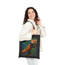 Load image into Gallery viewer, Red Panda in Bamboo Tote Bag | Canvas Animal Illustration
