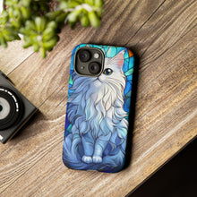 Load image into Gallery viewer, Stained Glass White Persian Cat Phone Case: Protective iPhone Cover
