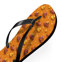 Load image into Gallery viewer, Orange Flip Flops – Rubber Duck Clown Fish Design

