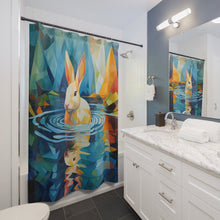 Load image into Gallery viewer, Modern Rabbit Art Shower Curtain, Animal Bathroom Decor
