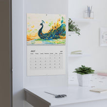 Load image into Gallery viewer, Peacock Calendar 2027, Colorful Peacock Wall Calendar, Peacock Lover Gift, Bird Lover Gift, Nature Calendar, Elegant Bird Decor
