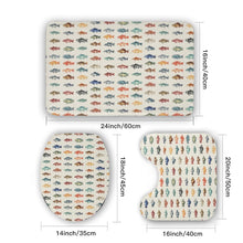Load image into Gallery viewer, Colorful Fish Bathroom Rug Set, Fish Pattern Bathroom Set, Mat Non Slip Toilet Cover Set
