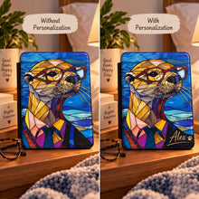 Load image into Gallery viewer, Stained Glass Otter Kindle Case ,Otter Artwork eReader Cover, Book Lover Gift. Kindle Accesories
