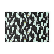 Load image into Gallery viewer, Black and White Cat Pattern Glass Cutting Board | Cute Cat Kitchen Decor
