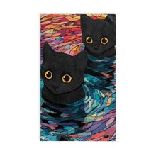 Load image into Gallery viewer, Black Cats Swirl Pattern Hand Towel | Colorful Mosaic Cat Design
