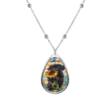 Load image into Gallery viewer, Custom Pug Necklace: Stained Glass Sunflower Art, Stainless Steel Pendant
