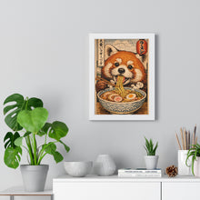 Load image into Gallery viewer, Red Panda Eating Ramen Poster | Vertical Framed Poster
