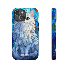 Load image into Gallery viewer, Stained Glass White Persian Cat Phone Case: Protective iPhone Cover
