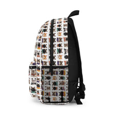 Load image into Gallery viewer, Cat Face Portrait White Backpack, Multi Breed Feline Grid Rucksack, Colorful Kitty Tile Daypack, Animal Lover Kids Birthday Gift
