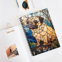 Load image into Gallery viewer, Pug Spiral Notebook – Stained Glass Dog Art, School Journal

