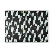 Load image into Gallery viewer, Black and White Cat Pattern Glass Cutting Board | Cute Cat Kitchen Decor
