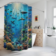 Load image into Gallery viewer, Underwater Ocean Shower Curtain: Coastal Bathroom Decor
