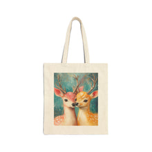 Load image into Gallery viewer, Romantic Deer Couple Tote Bag - Cute Animal Lover Gift, Women's Shopper for Valentine's, Cotton Canvas Handbag, Reusable Grocery Bag,
