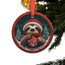 Load image into Gallery viewer, Sloth Christmas Ornament: Knitted Style Acrylic Holiday Decoration
