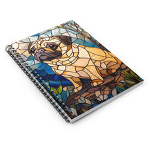 Load image into Gallery viewer, Pug Spiral Notebook – Stained Glass Dog Art, School Journal
