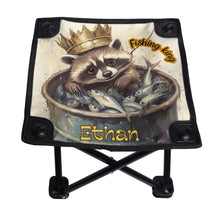 Load image into Gallery viewer, Raccoon Fishing King Folding Stool

