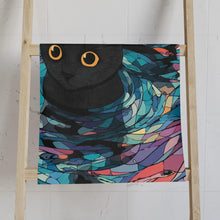 Load image into Gallery viewer, Black Cats Swirl Pattern Hand Towel | Colorful Mosaic Cat Design
