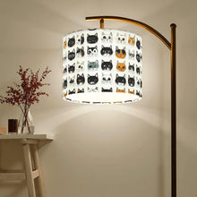 Load image into Gallery viewer, Cat Print Floor Lamp: Black Metal Arch, Dimmable LED, Linen Shade, Housewarming gift for new home, Gift for animal lovers,Christmas gift
