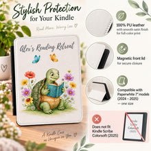 Load image into Gallery viewer, Whimsical Turtle Reading Kindle Case , Cute Book Sleeve (2024-2025), Personalized Kindle Case, Animal Kindle
