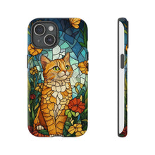 Load image into Gallery viewer, Ginger Cat Stained Glass Phone Case, Protective Art Design
