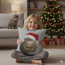 Load image into Gallery viewer, Cat Christmas Pillow, Personalized Holiday Cat Lover Gift, Gift For Cat Mom
