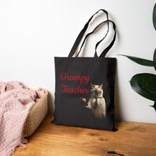 Load image into Gallery viewer, Grumpy Cat Teacher Tote Bag: 100% Cotton Canvas Shopper
