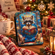 Load image into Gallery viewer, Reading Raccoon Stained Glass Kindle Case , Book Lover Sleeve, Raccon Art, Book Lover Gift For Christmas, Kindle Skin, Animal Kindle
