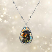 Load image into Gallery viewer, Custom Pug Necklace: Stained Glass Sunflower Art, Stainless Steel Pendant
