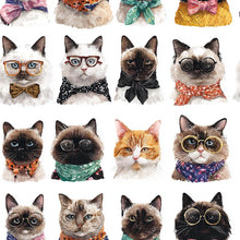 Load image into Gallery viewer, Funny Cat Faces Shower Curtain, Quirky Dressed Feline Portrait Bath Curtain, Whimsical Novelty Bathroom Decor, Kitty Lover Housewarming Gift

