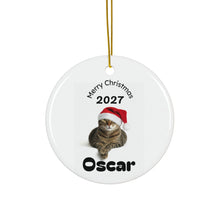 Load image into Gallery viewer, Personalized Photo Cat Ceramic Christmas Ornament, Holiday Decor
