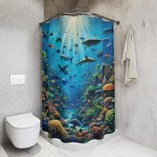 Load image into Gallery viewer, Underwater Ocean Shower Curtain: Coastal Bathroom Decor
