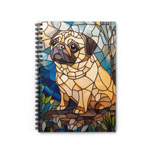 Load image into Gallery viewer, Pug Spiral Notebook – Stained Glass Dog Art, School Journal
