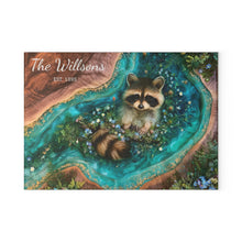 Load image into Gallery viewer, Cute Raccoon Forest Art Glass Cutting Board | Personalized Name Option
