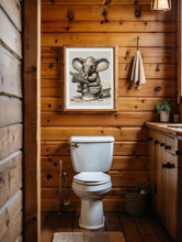 Load image into Gallery viewer, Funny Elephant Bathroom Poster, Reading Newspaper, Animal Humor Print. without frame
