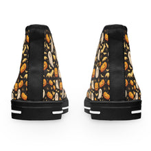 Load image into Gallery viewer, Halloween High Top Sneakers – Pumpkin, Witch &amp; Cat Print
