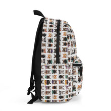 Load image into Gallery viewer, Cat Face Portrait White Backpack, Multi Breed Feline Grid Rucksack, Colorful Kitty Tile Daypack, Animal Lover Kids Birthday Gift
