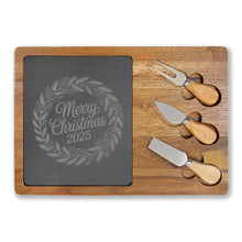 Load image into Gallery viewer, Engraved Acacia Wood Charcuterie Board with Knives
