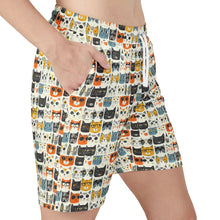 Load image into Gallery viewer, Cat Print Swim Shorts

