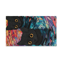 Load image into Gallery viewer, Black Cats Swirl Pattern Hand Towel | Colorful Mosaic Cat Design
