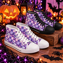 Load image into Gallery viewer, Spooky Vibes Purple Halloween High Top Sneakers
