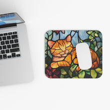 Load image into Gallery viewer, Stained Glass Ginger Cat Mouse Pad, Non-Slip Desk Accessory
