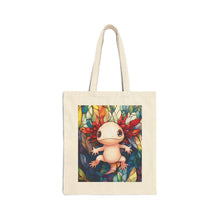 Load image into Gallery viewer, Axolotl Mosaic Art Cotton Canvas Tote Bag | Colorful Amphibian Pattern
